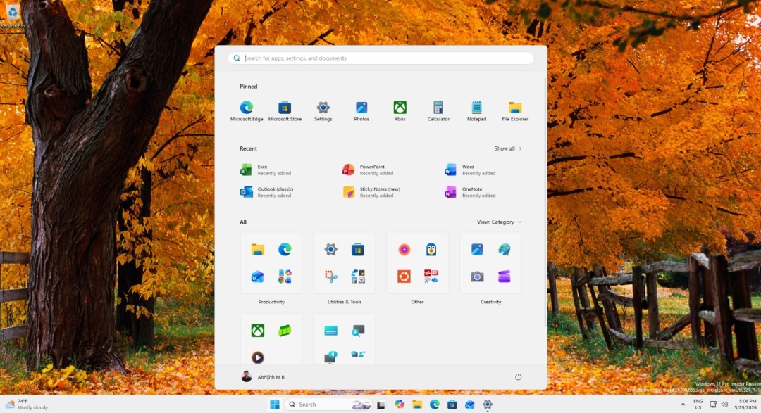Windows 11开始菜单能变全空白，极简党可以自己关了