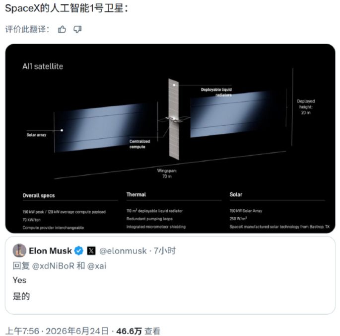马斯克SpaceX推Starmind：百万颗AI卫星，太空算力替代传统机房