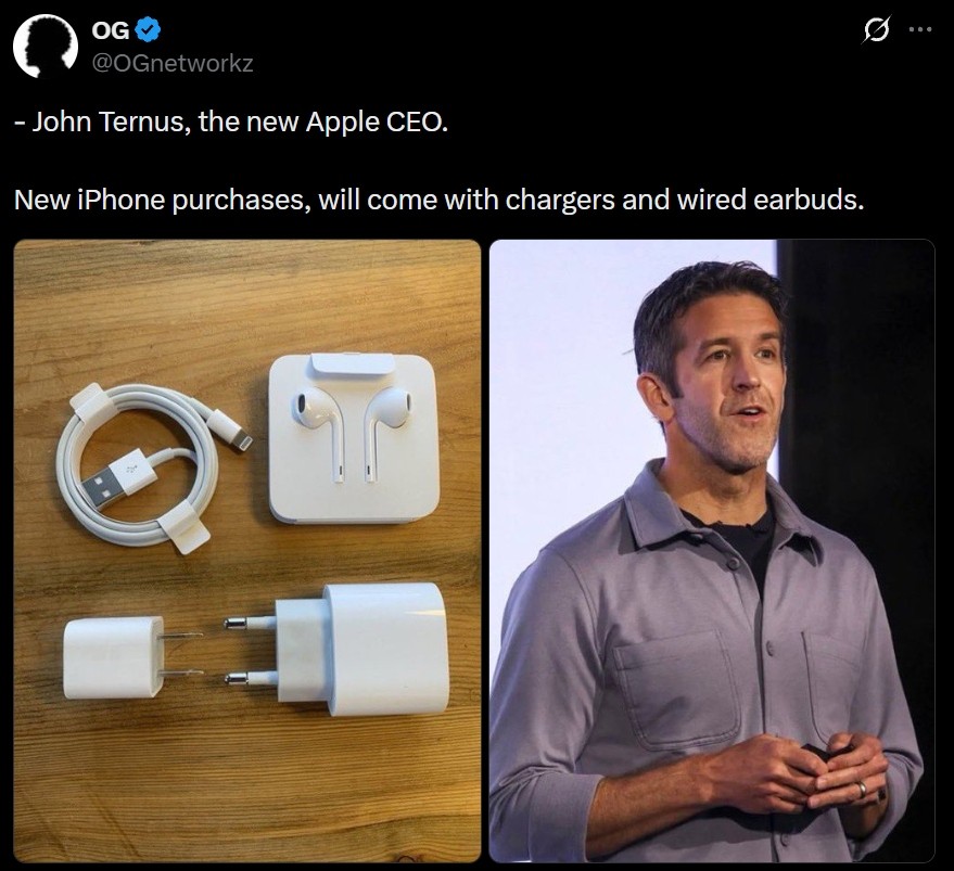 苹果新CEO上任首日，传闻新iPhone附赠充电头？官方回应辟谣